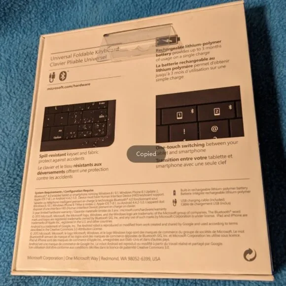 Microsoft Wireless Universal Foldable Keyboard - Picture 2 of 8